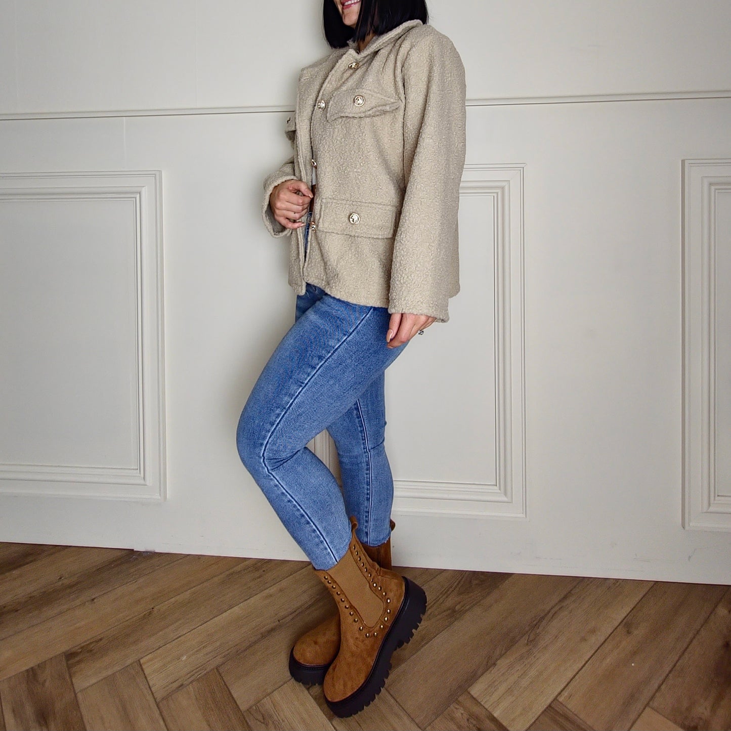 SHAYA - Boucle Style Jacket Stone