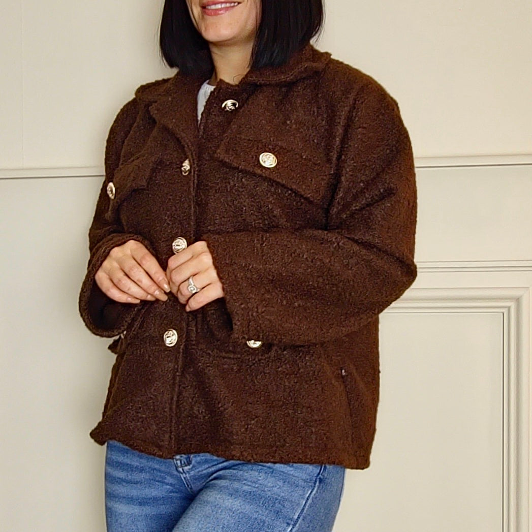 SHAYA - Boucle Style Jacket Brown
