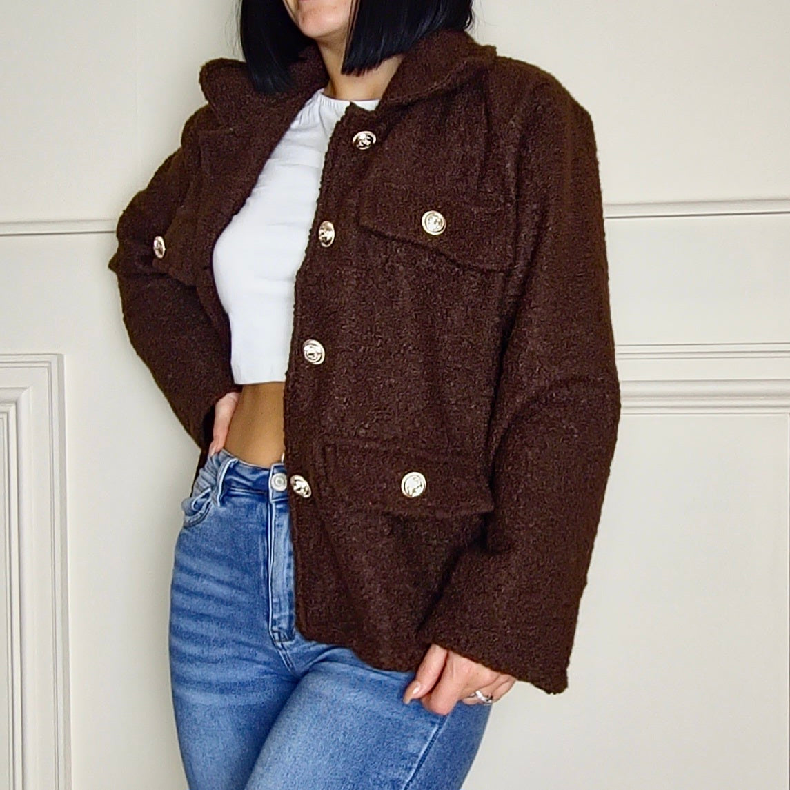 SHAYA - Boucle Style Jacket Brown