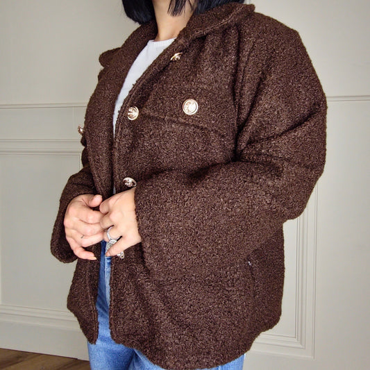 SHAYA - Boucle Style Jacket Brown