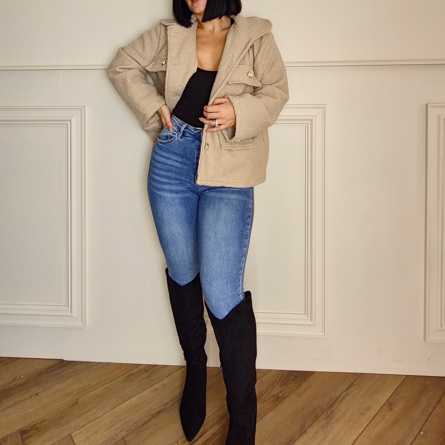 SHAYA - Boucle Style Jacket Stone