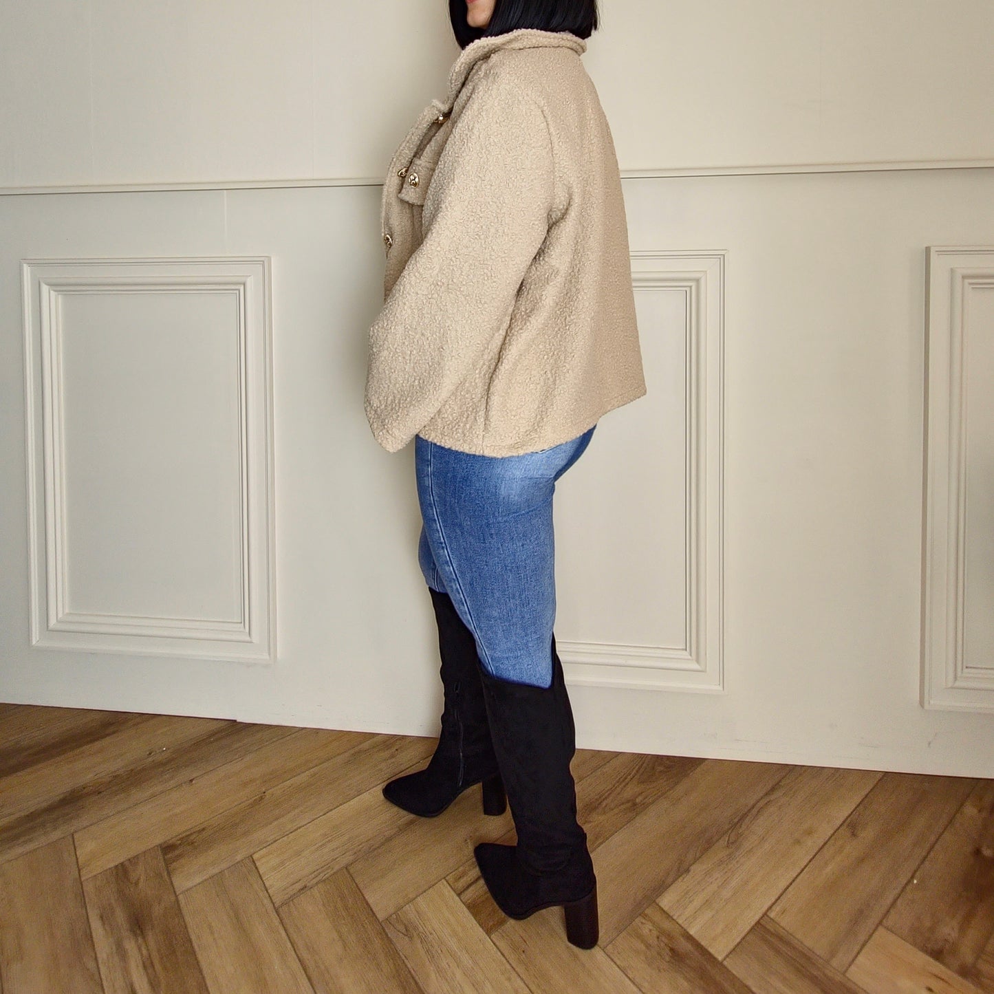 SHAYA - Boucle Style Jacket Stone
