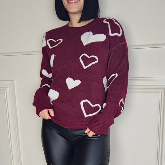 MILA - PREMIUM Contrast Heart Sweater Jumper