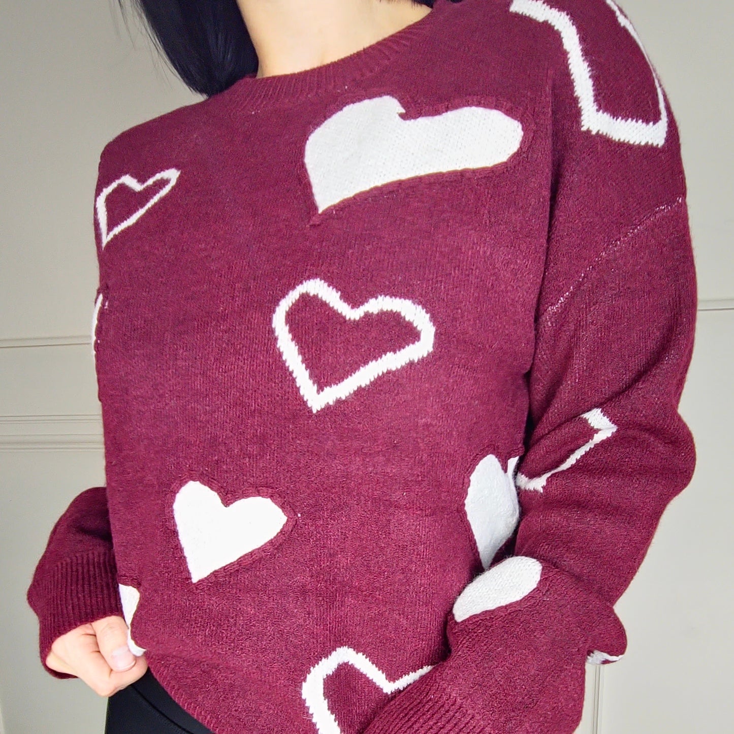 MILA - PREMIUM Contrast Heart Sweater Jumper