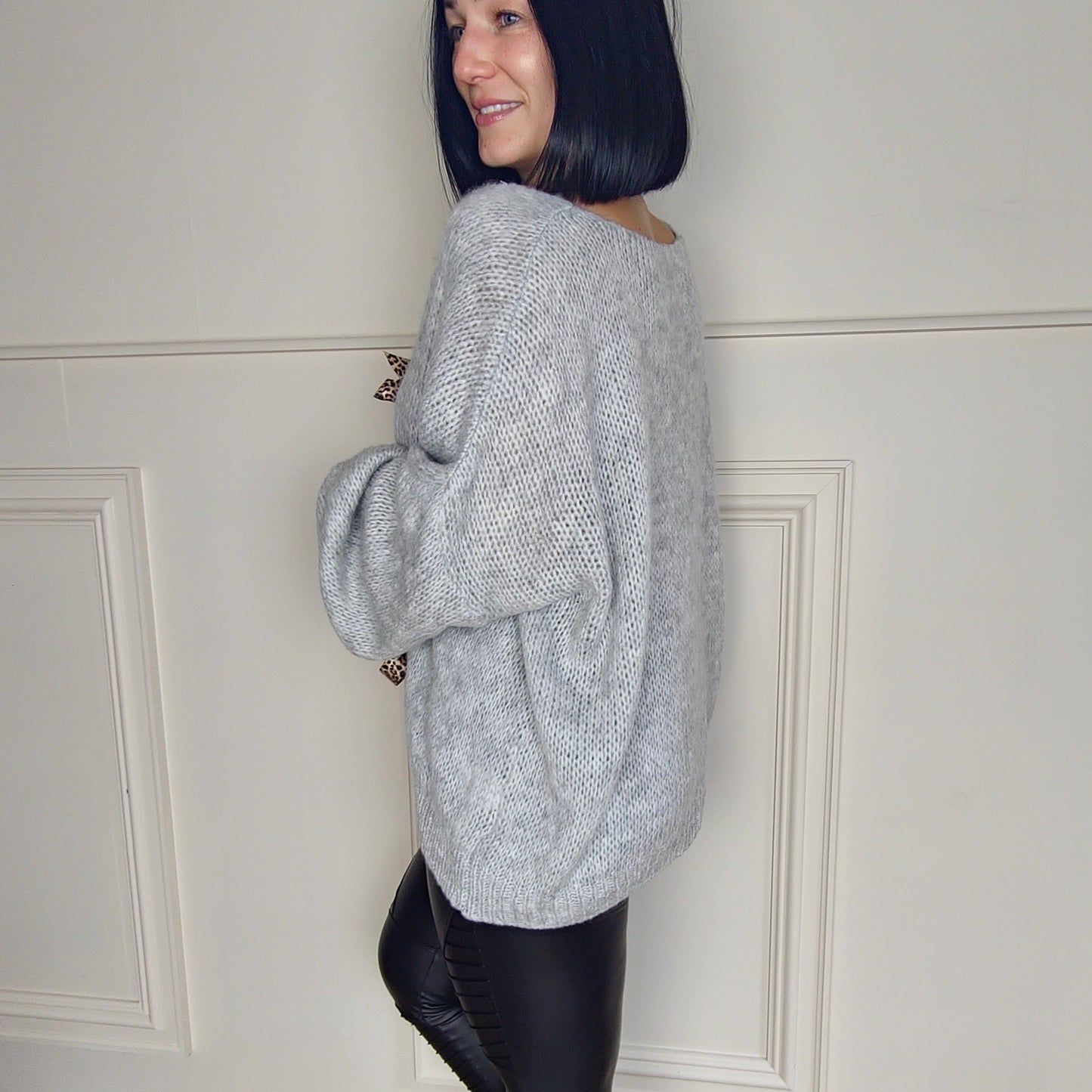 STEPHANIE - Leopard Tie Up Knitted Cardigan
