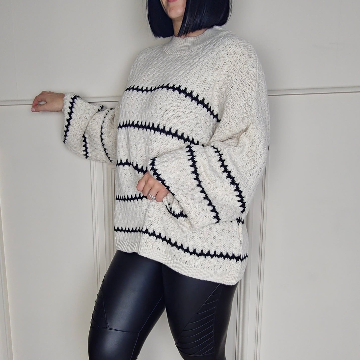 CINDY - Patterned Knitted Jumper Cream