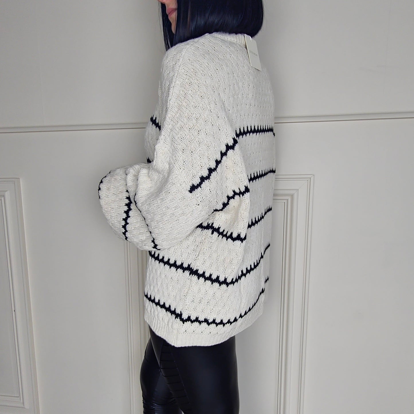 CINDY - Patterned Knitted Jumper Cream