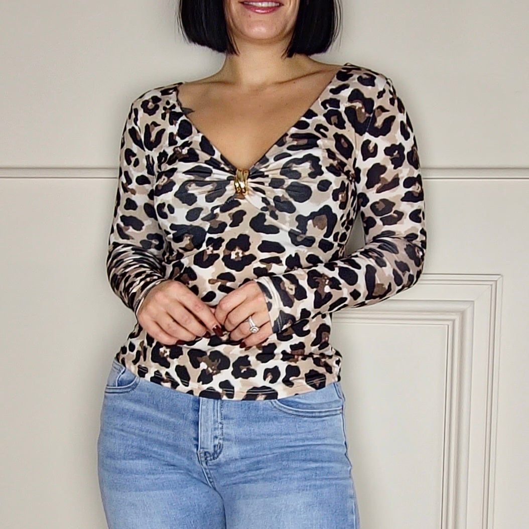 KALI - Leopard Gold Clasp Top