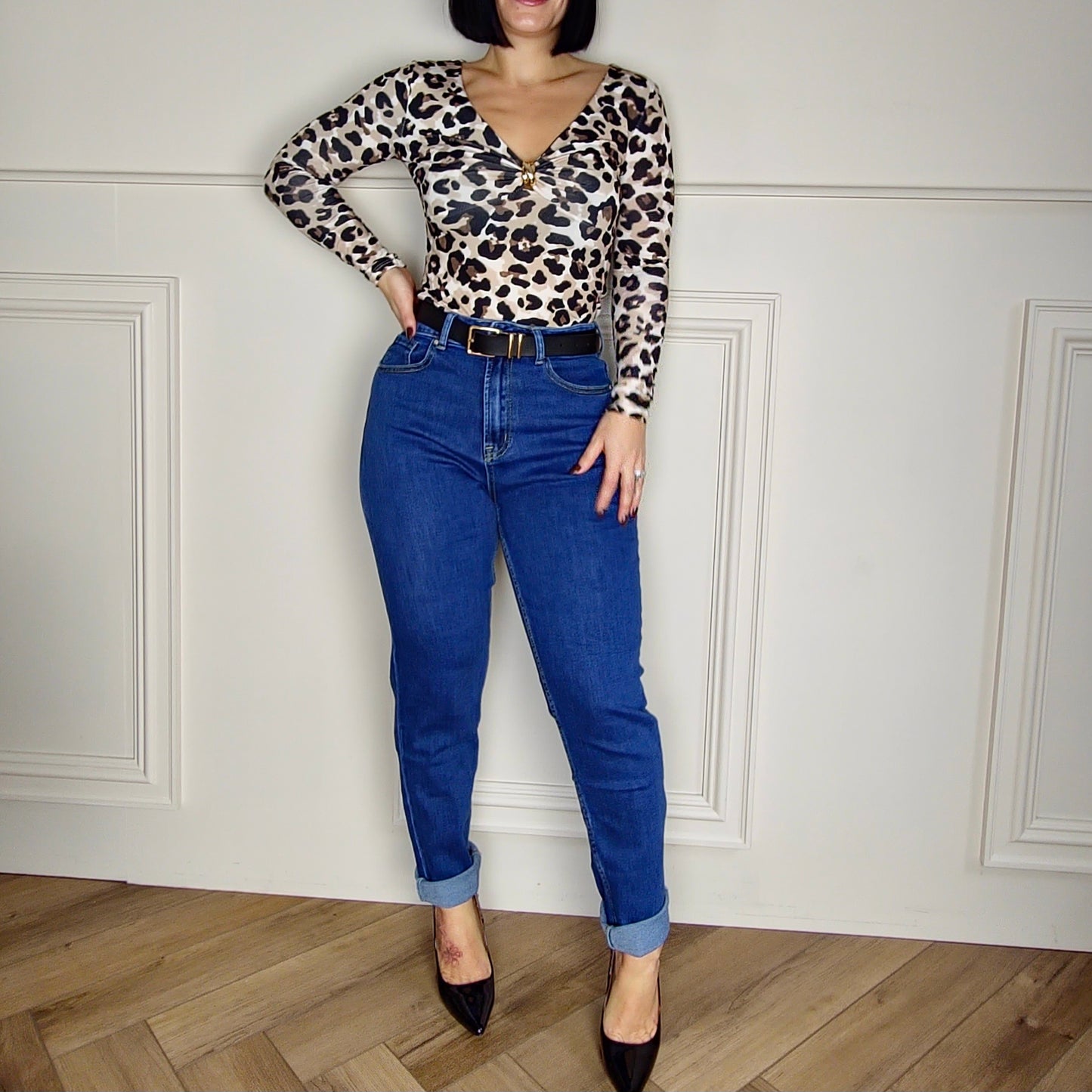 ARINA - Mom Style Stretch Jeans Dark Blue