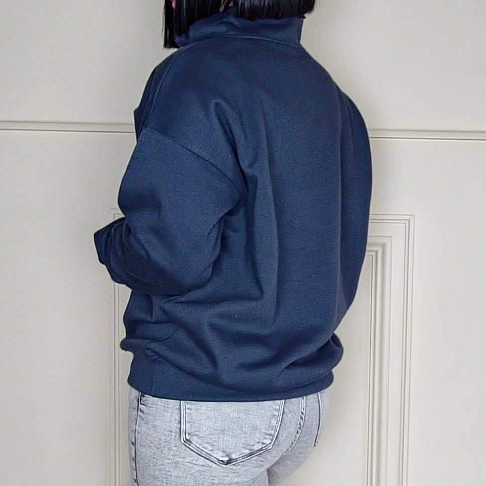 NEW YORK - Cotton Blend Embossed Fleece Lined Jumper Slate Blue