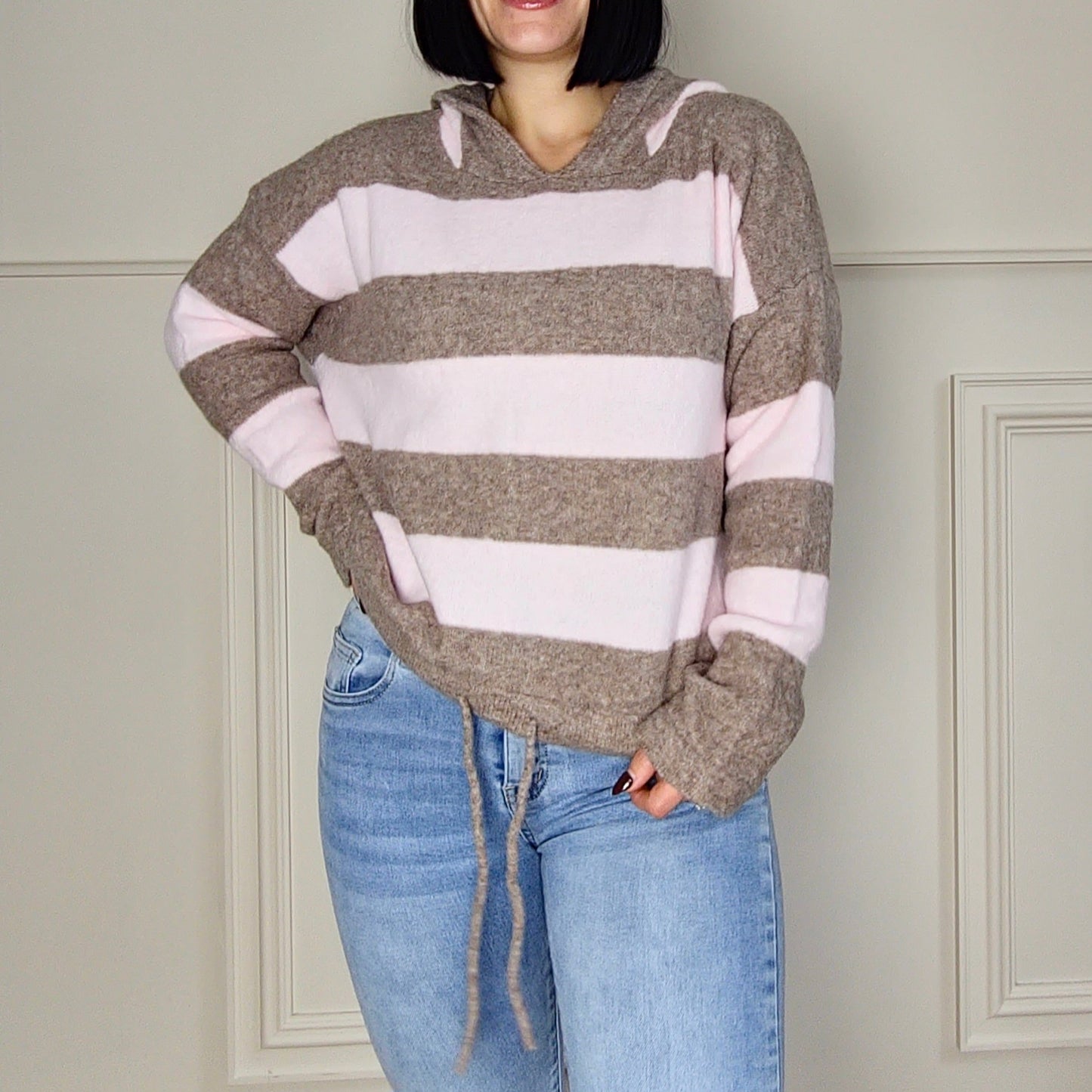 CHRISSIE - Striped Hoodie Alpaca Blend Jumper