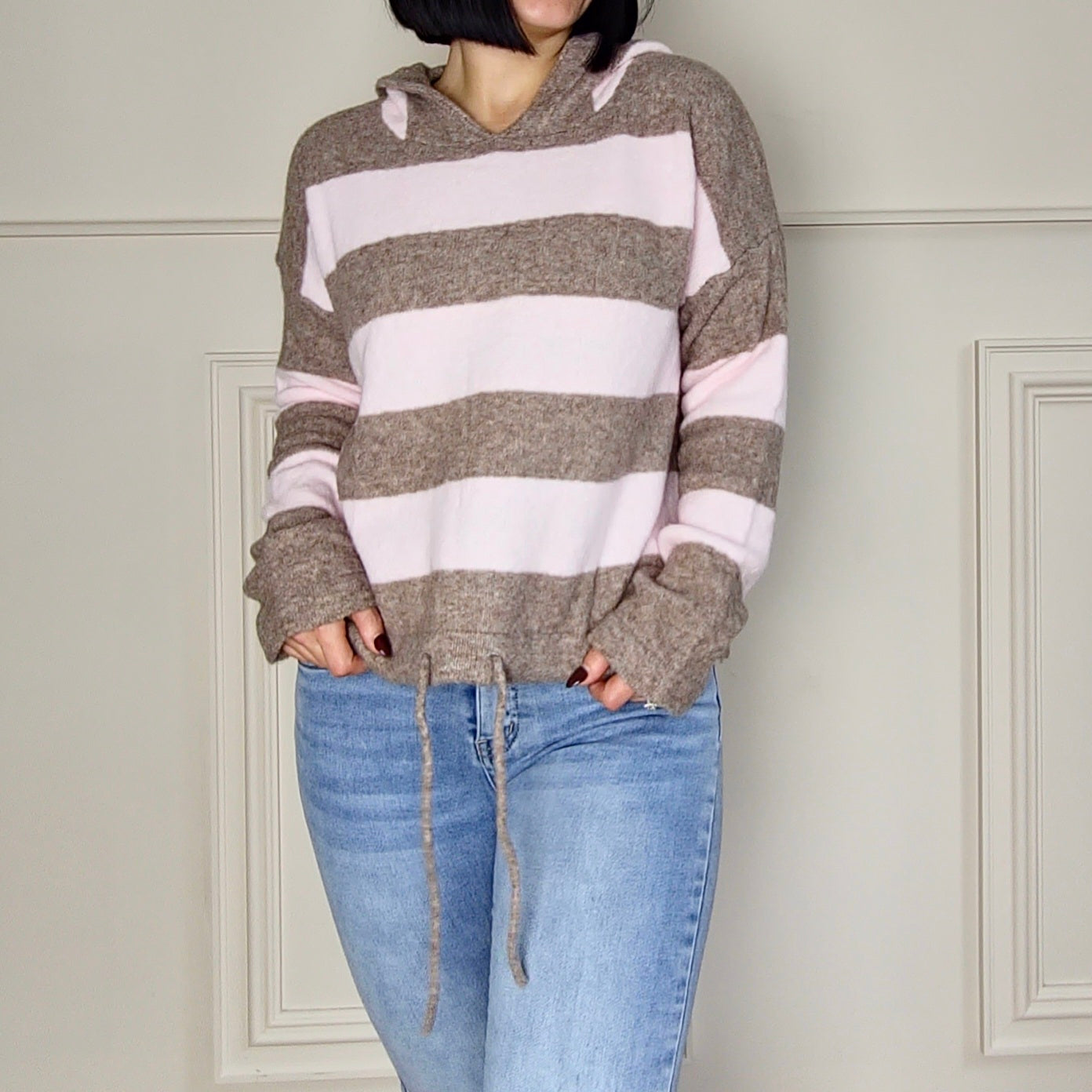 CHRISSIE - Striped Hoodie Alpaca Blend Jumper