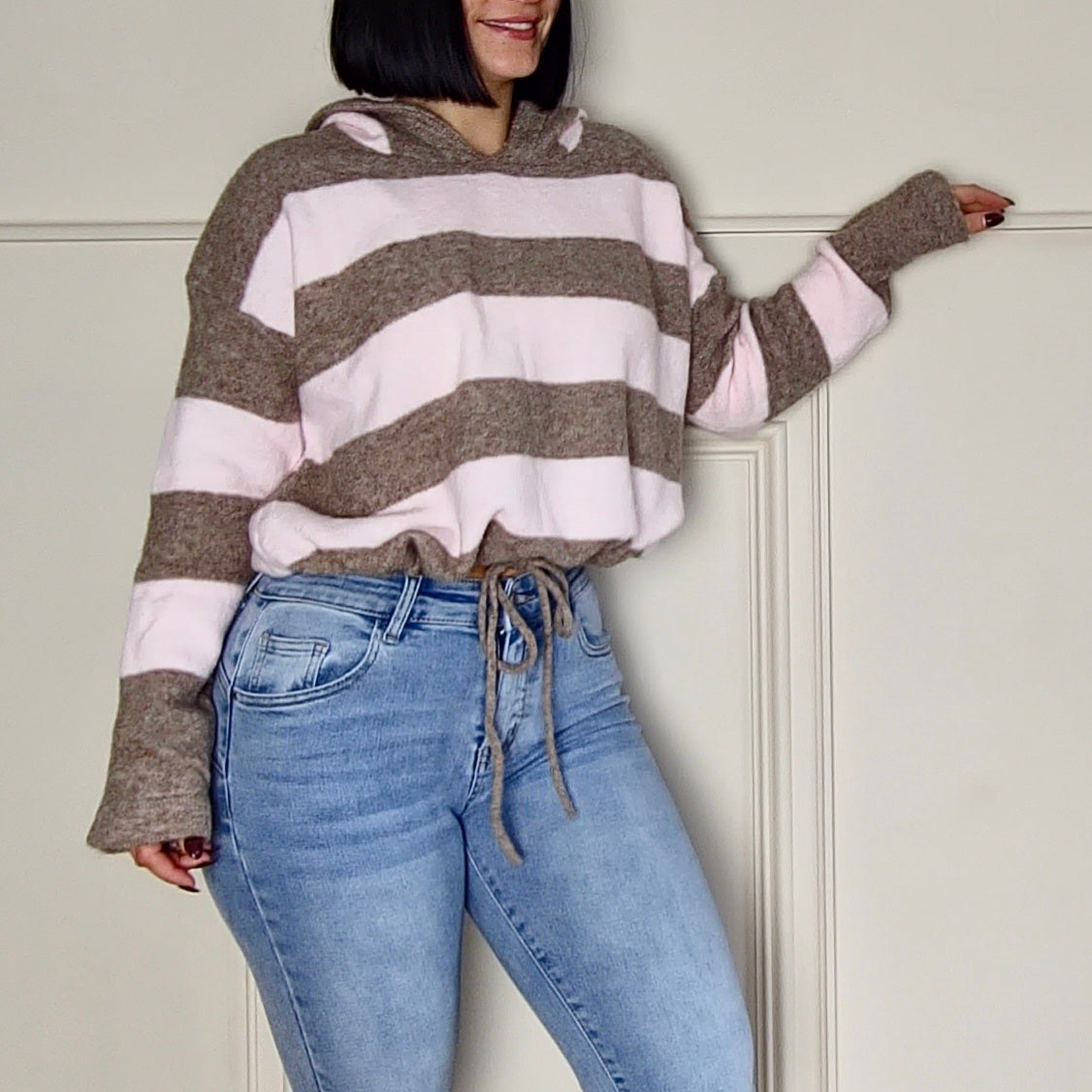 CHRISSIE - Striped Hoodie Alpaca Blend Jumper