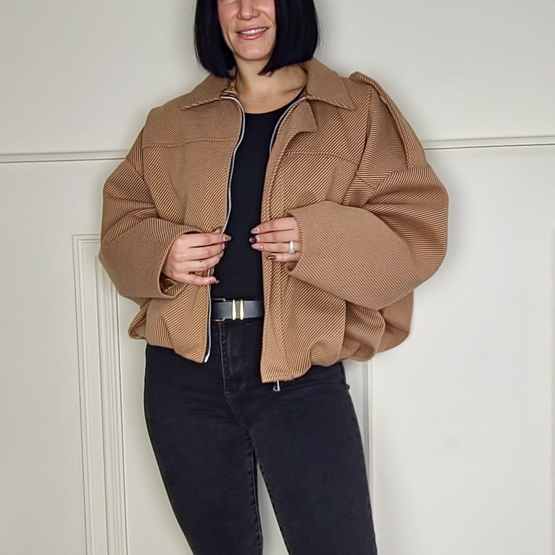 ROSELLE - Textured Lined Oversized Jacket