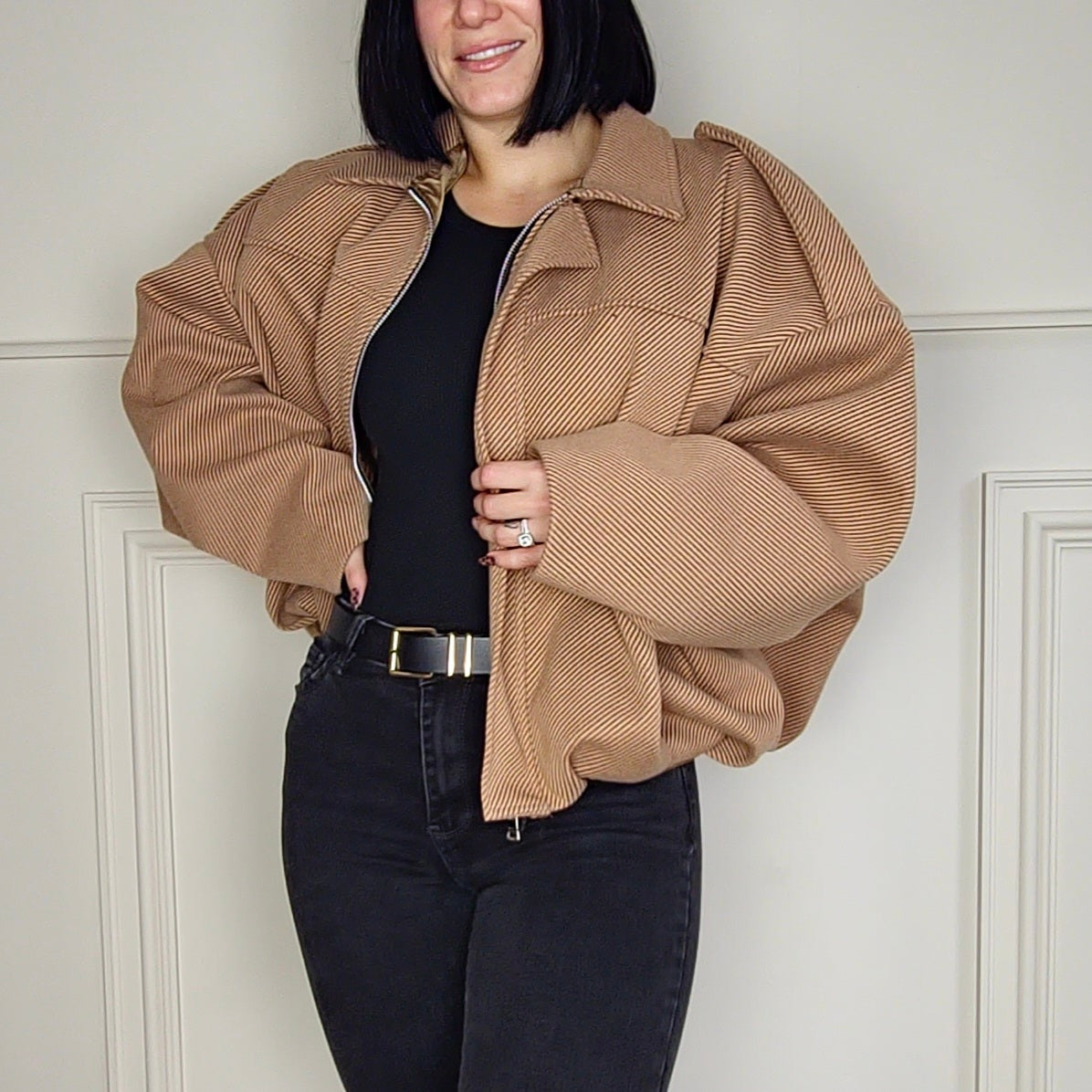 ROSELLE - Textured Lined Oversized Jacket