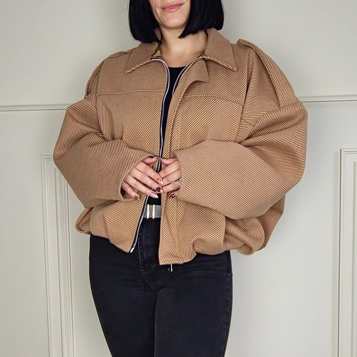 ROSELLE - Textured Lined Oversized Jacket