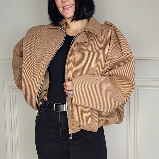 ROSELLE - Textured Lined Oversized Jacket