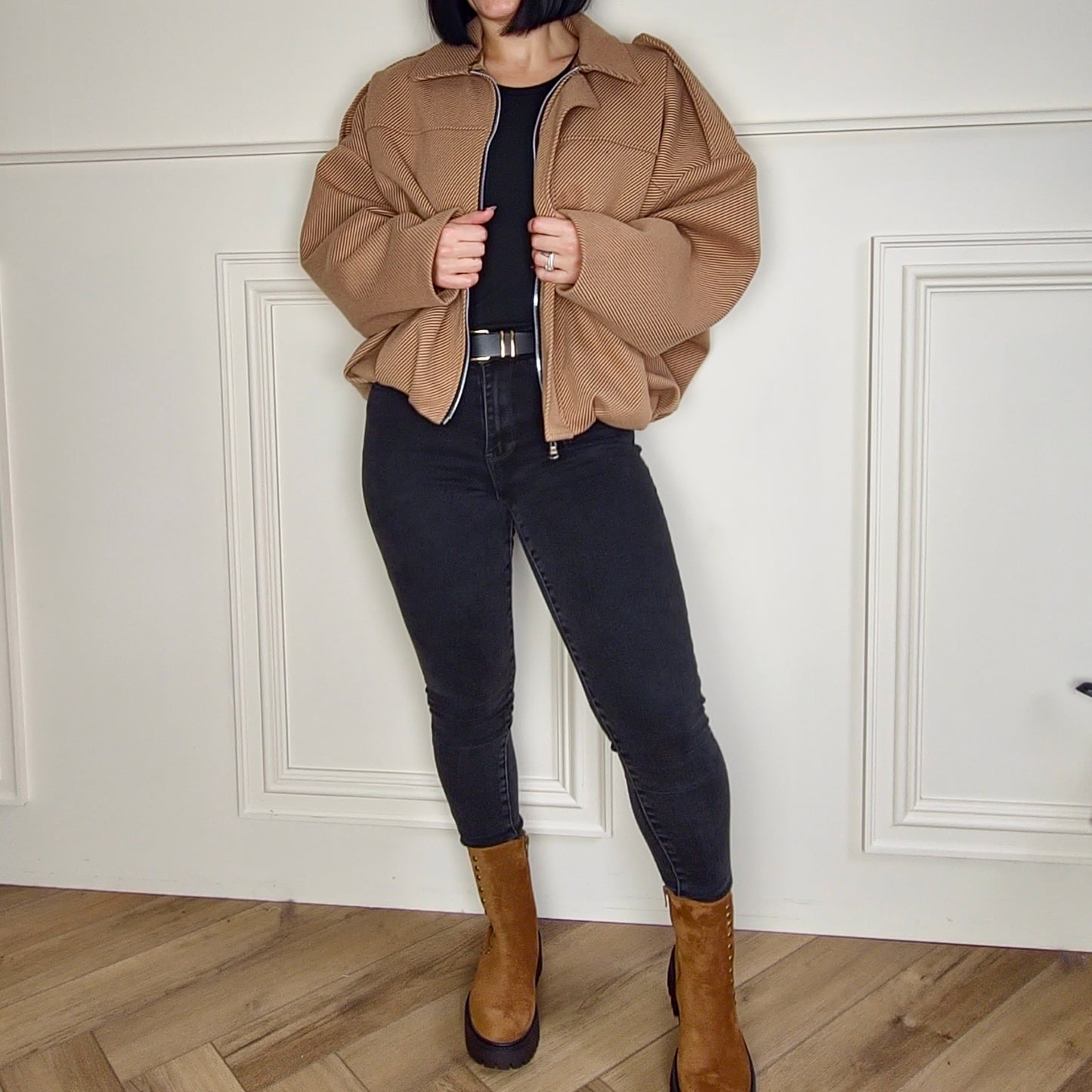 ROSELLE - Textured Lined Oversized Jacket