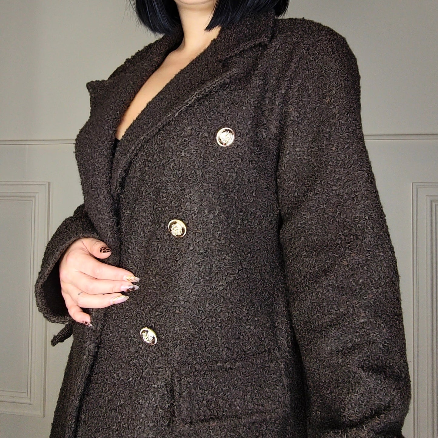 ARLA - Boucle Blend Blazer Coat Dark Brown