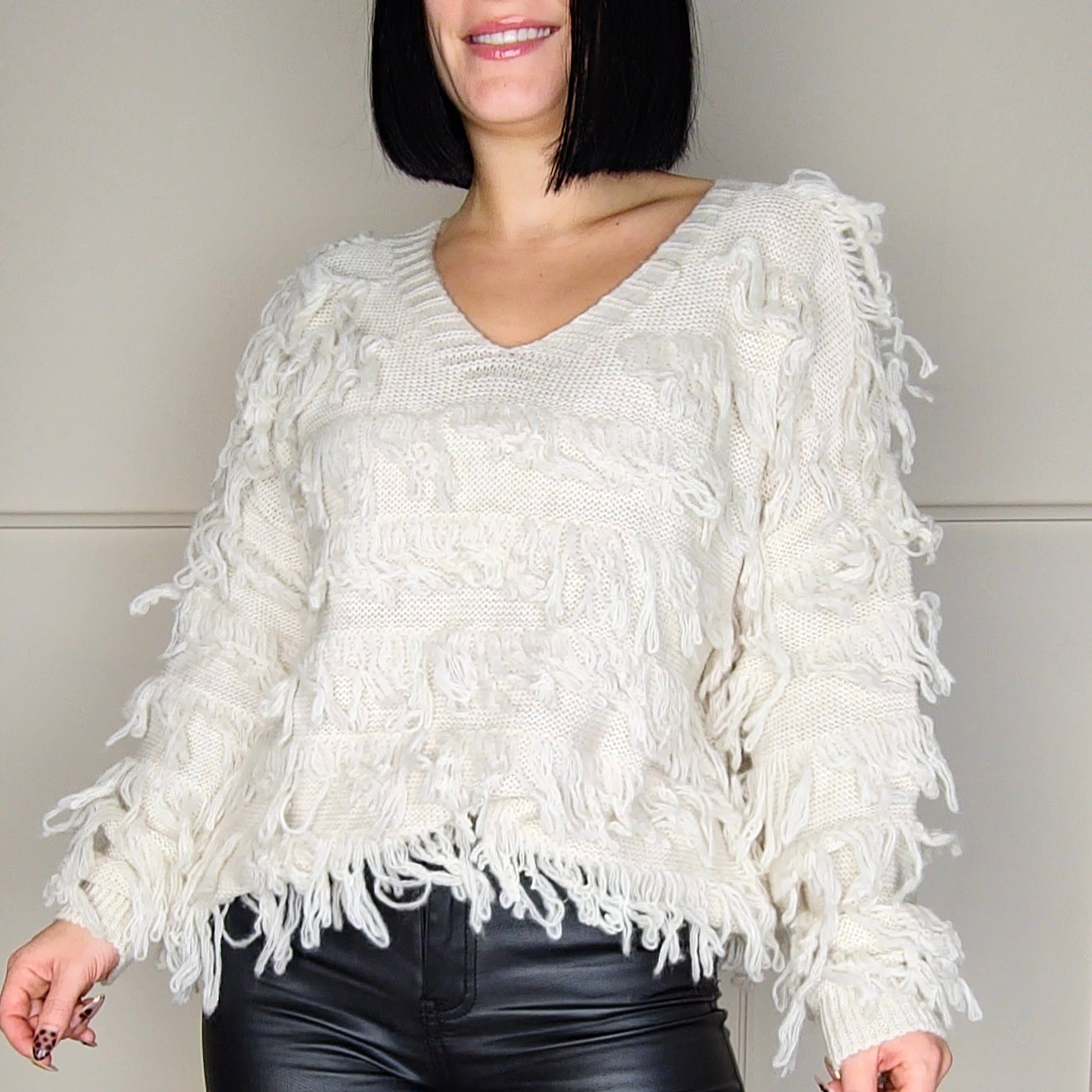 MARIBEL - Boho Tassel Jumper Cream