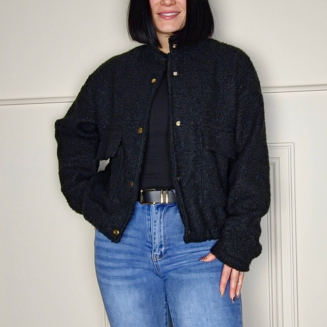 WINNI - Cotton Boucle Jacket Black