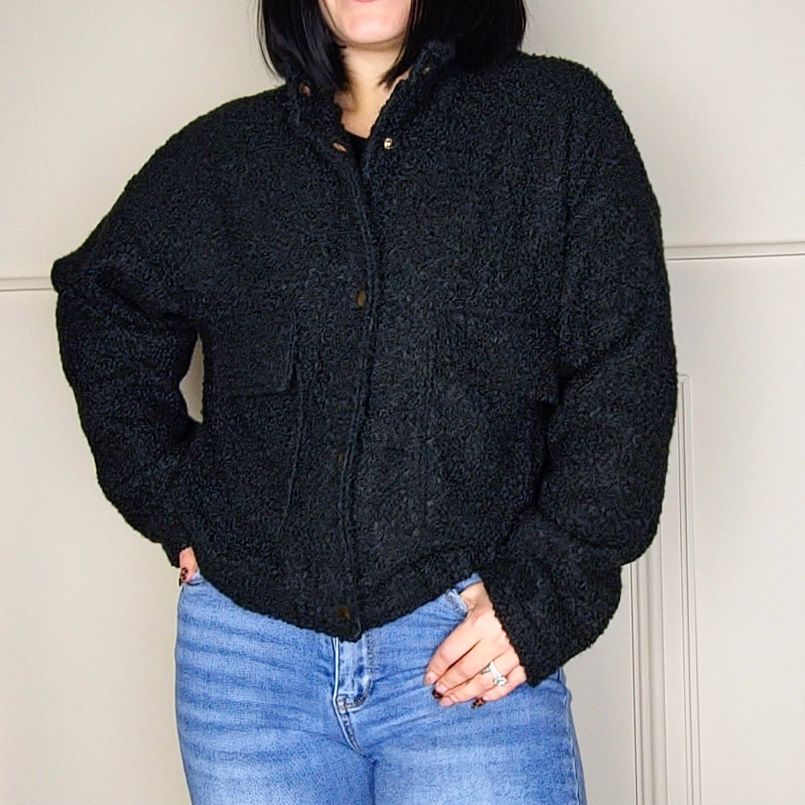 WINNI - Cotton Boucle Jacket Black