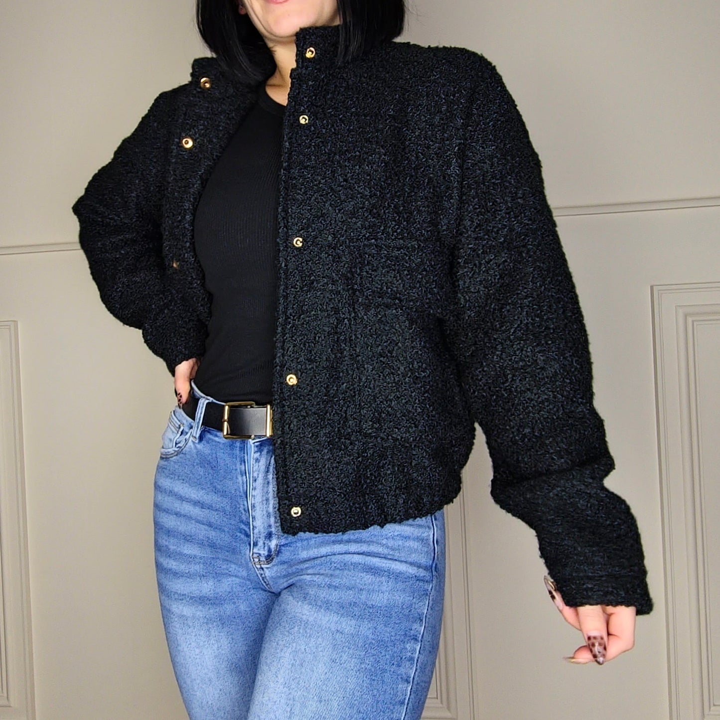 WINNI - Cotton Boucle Jacket Black