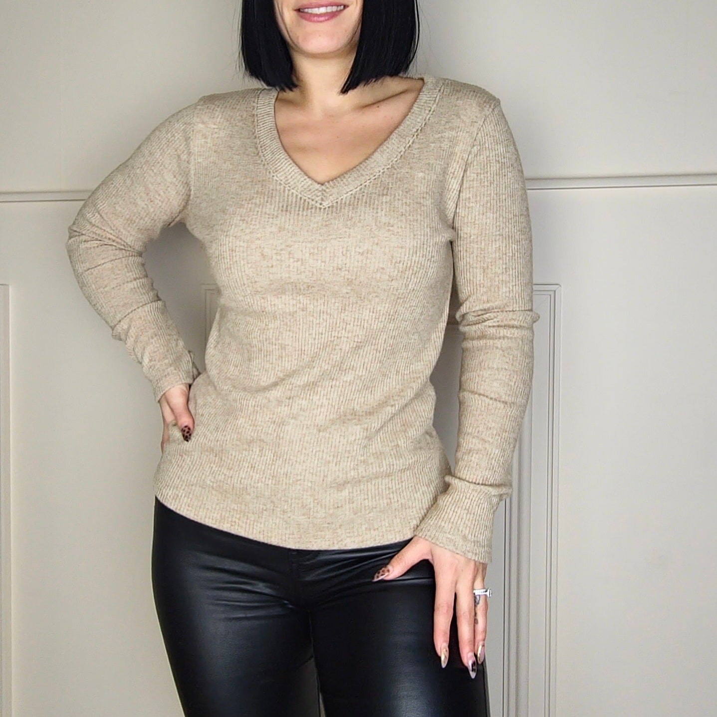 DALIA - Shimmer Ribbed Knitted Sweater Jumper Gold