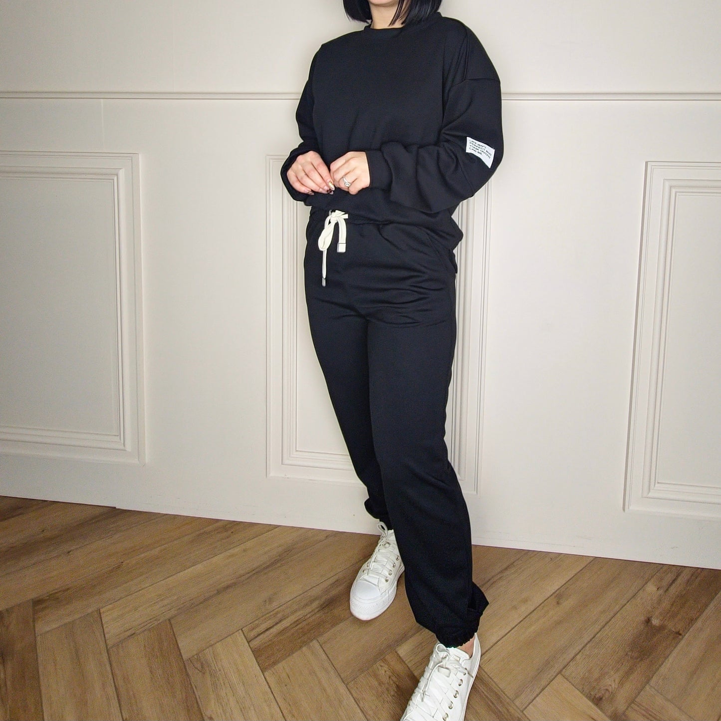 (PRE-ORDER) TANYA - Two Piece Co-Ord Loungewear Set Black