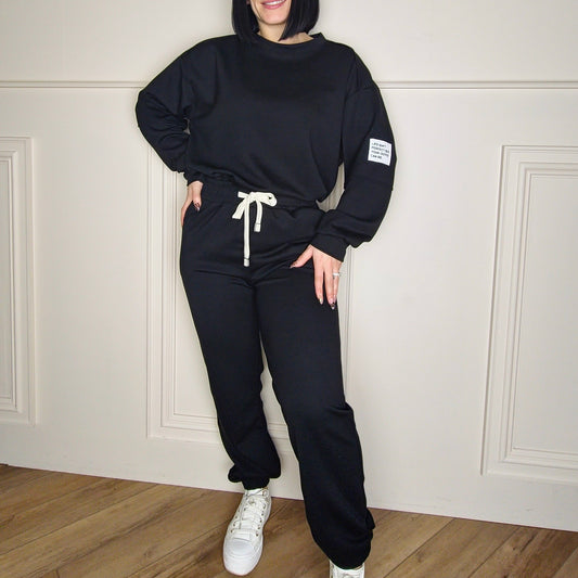 (PRE-ORDER) TANYA - Two Piece Co-Ord Loungewear Set Black