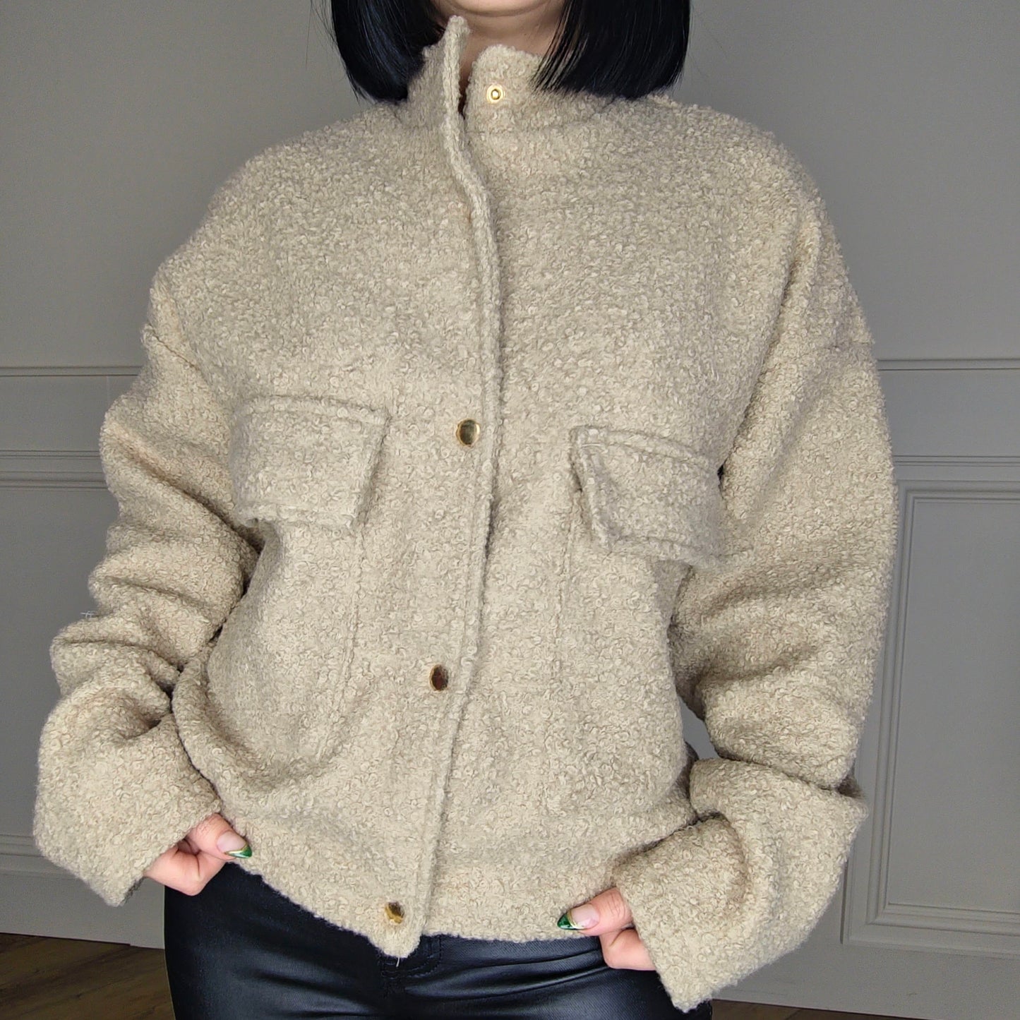 WINNI - Cotton Boucle Jacket Camel