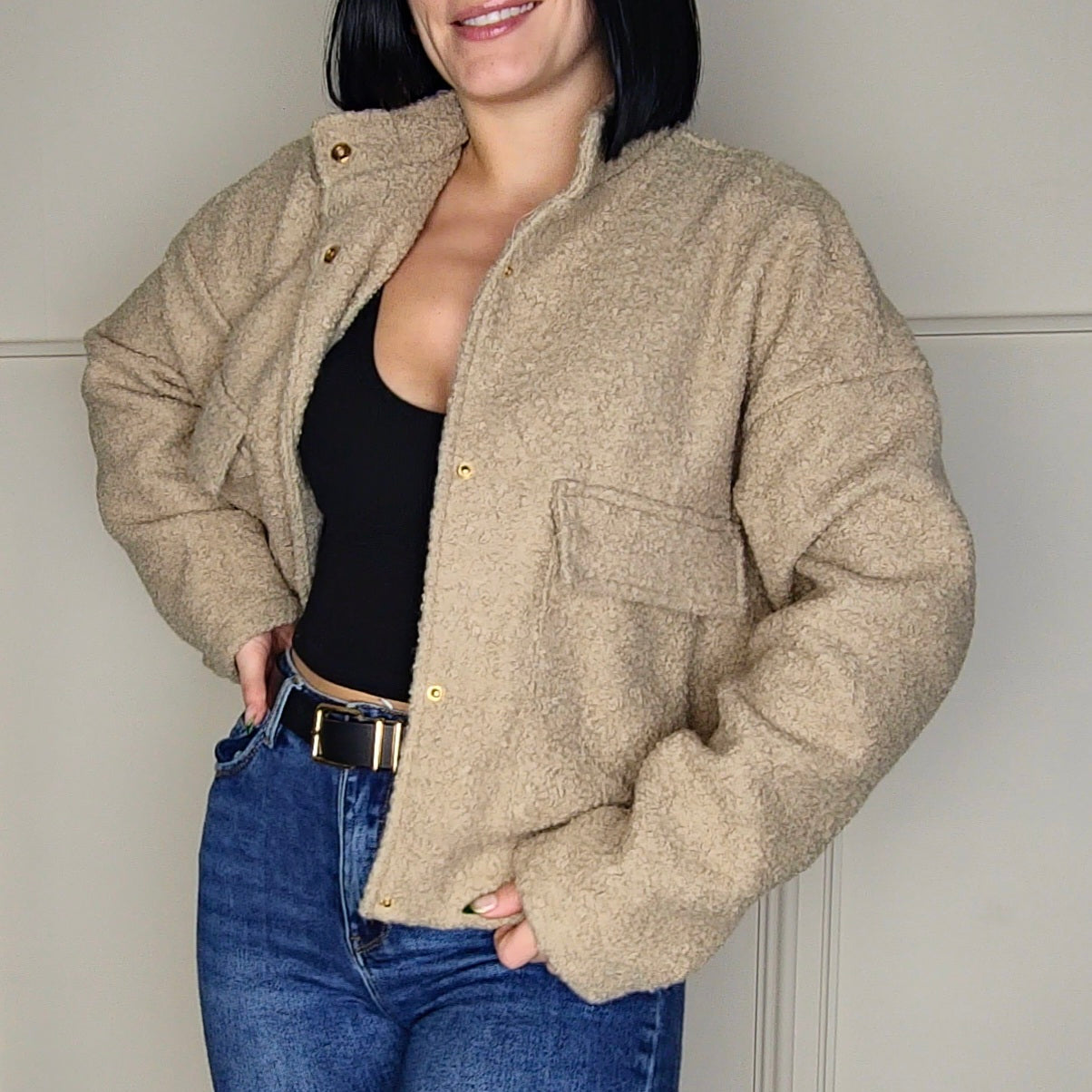 WINNI - Cotton Boucle Jacket Camel