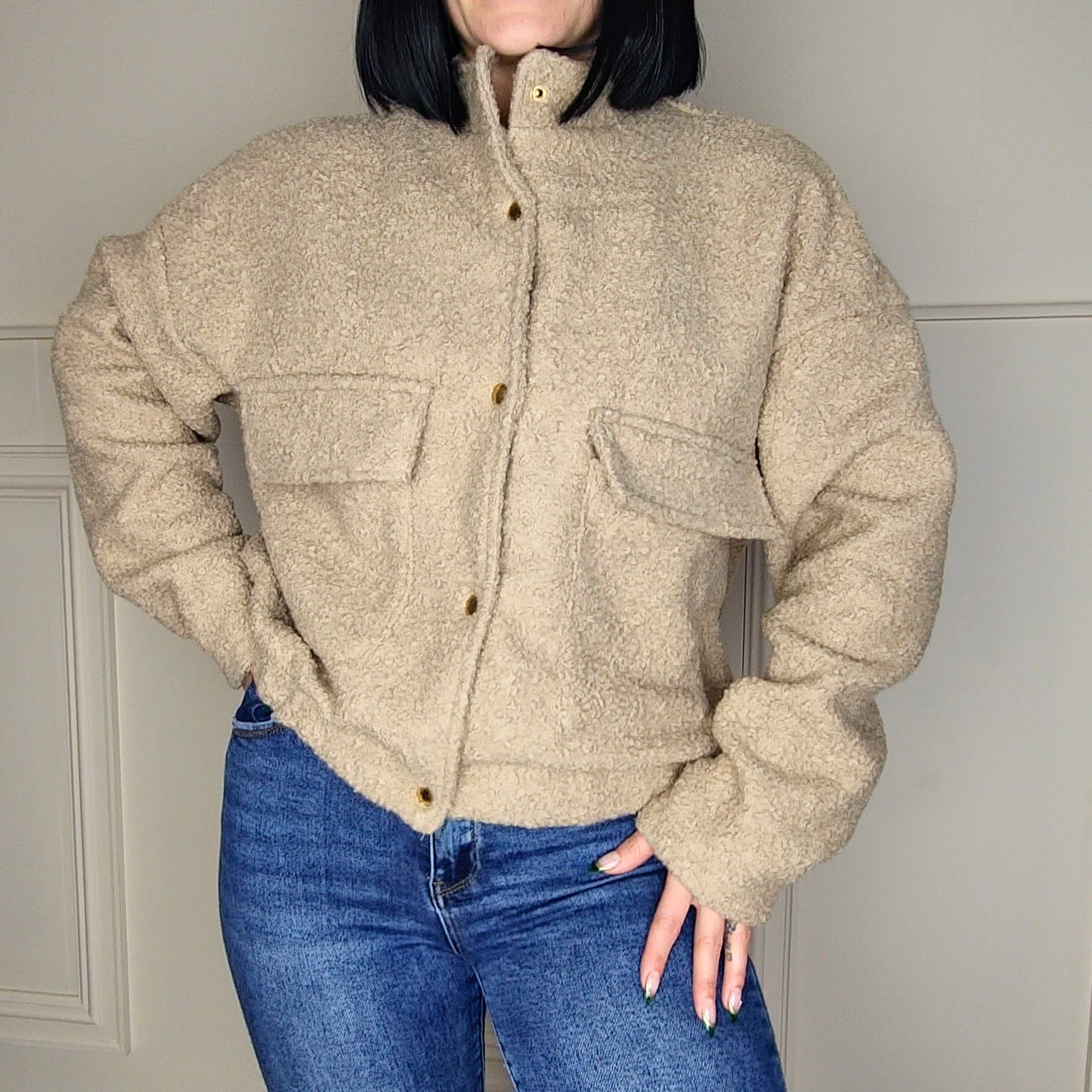 WINNI - Cotton Boucle Jacket Camel