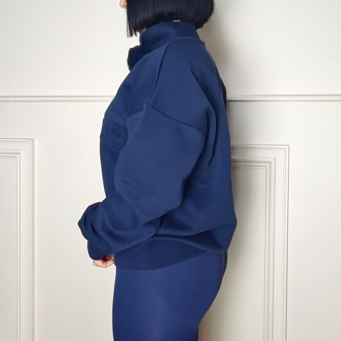 NEW YORK - Cotton Blend Embossed Fleece Lined Jumper Dark Navy