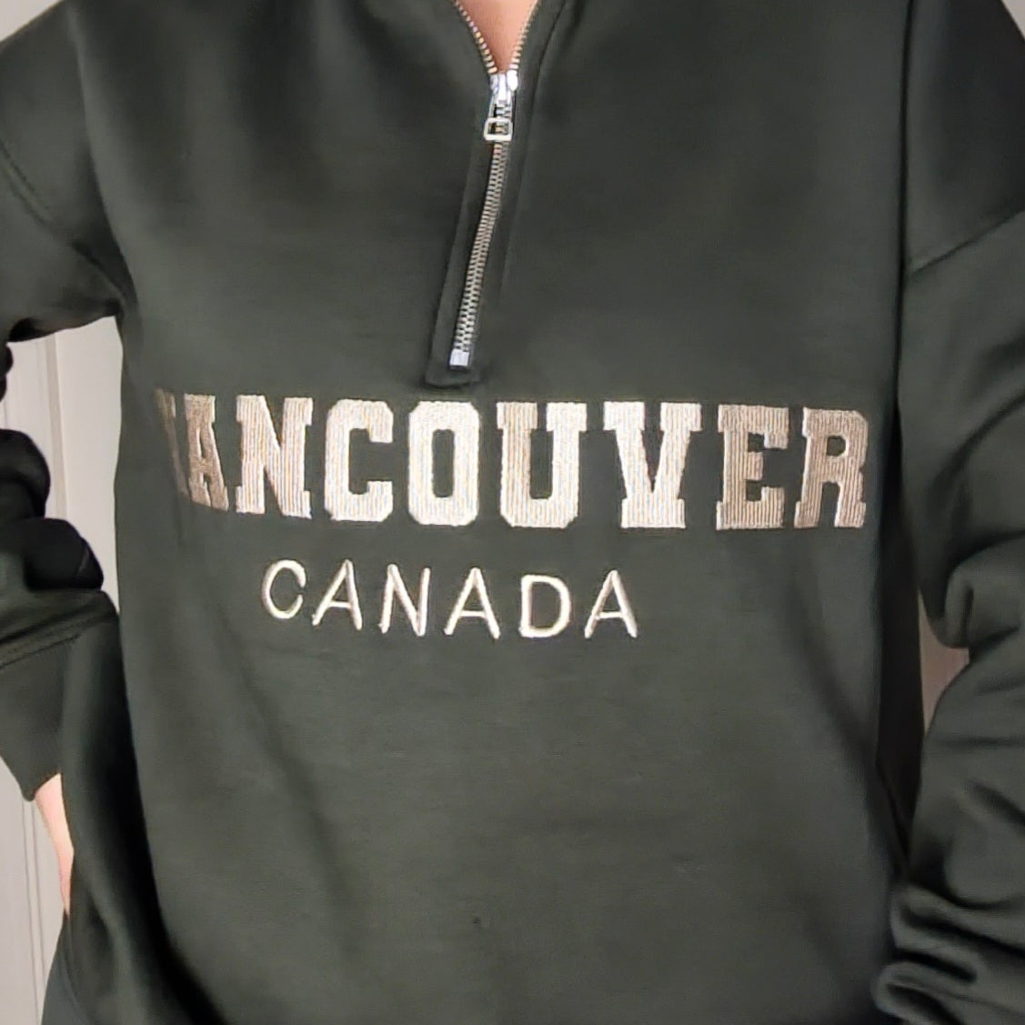 VANCOUVER - Cotton Blend Embroided Fleece Lined Jumper Khaki