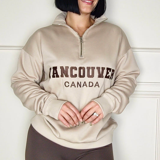 VANCOUVER - Cotton Blend Embroided Fleece Lined Jumper Cream