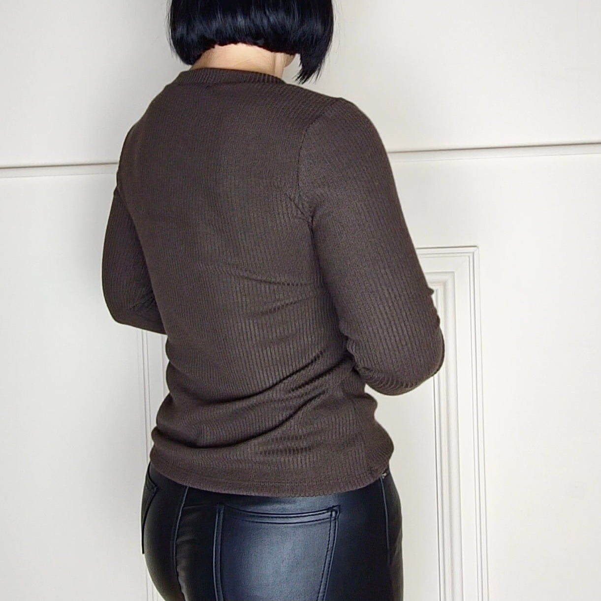 DALIA - Shimmer Ribbed Knitted Sweater Jumper Brown