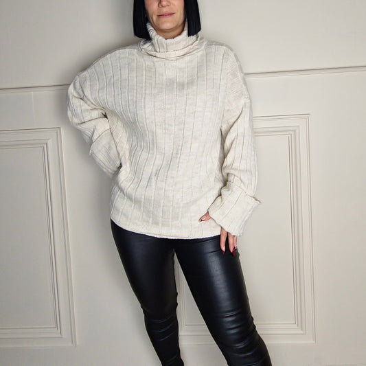 AVELA - Oversized Ribbed Turtleneck Jumper