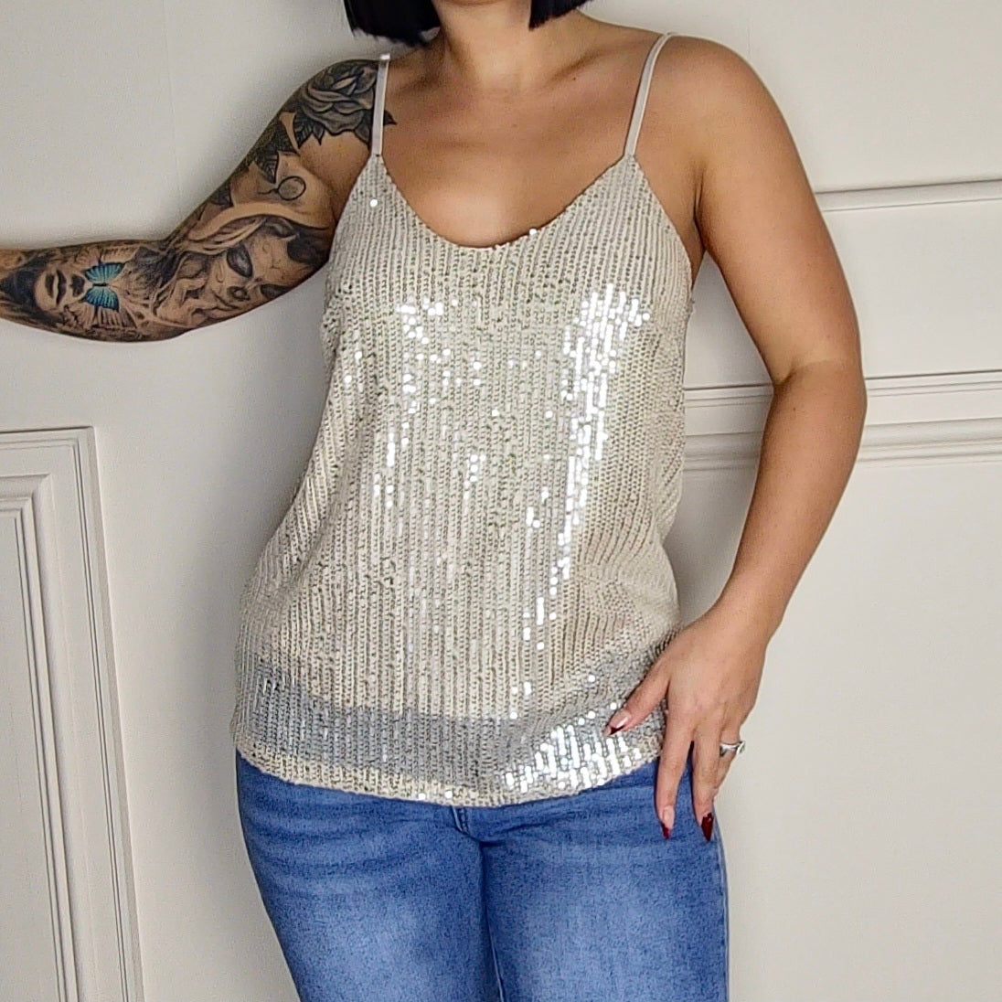 JASMINE - Sequin Strap Cami Top