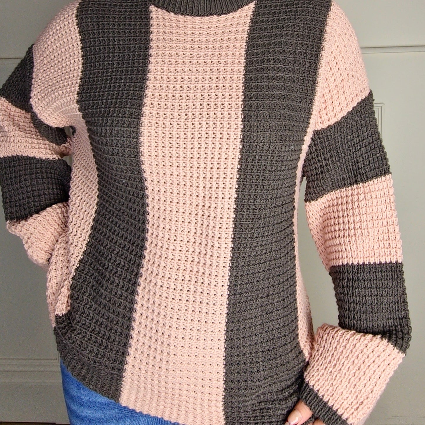 REYANA - Striped Wide Sleeve Jumper Dusty Pink
