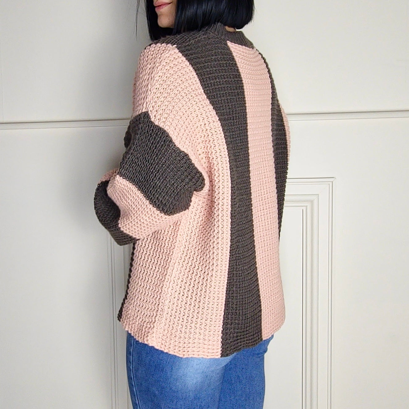 REYANA - Striped Wide Sleeve Jumper Dusty Pink