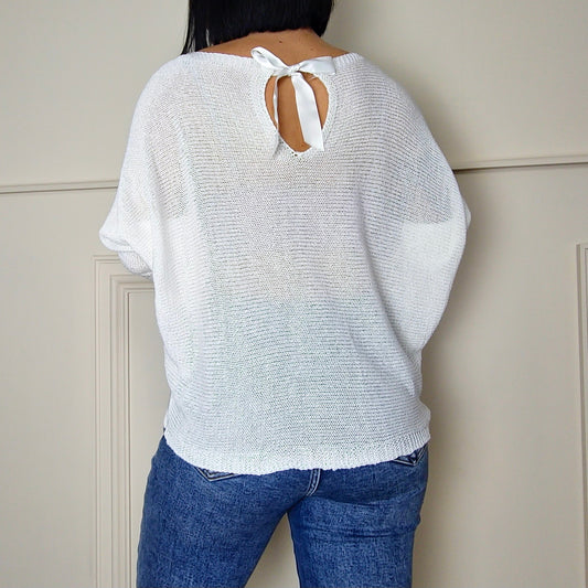 KORI - Open Back Bow Light Knitted Sweater
