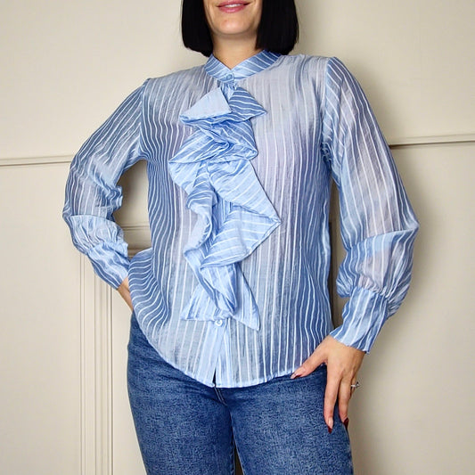 LUNA - Frill Front Stripe Shirt