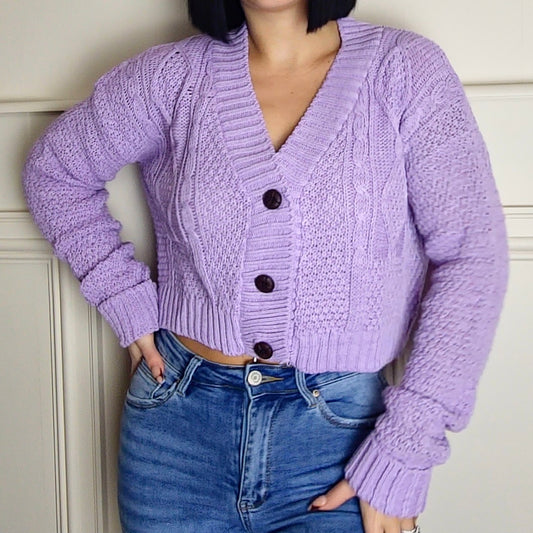 POLLY - Cable Knit Button Up Cardigan