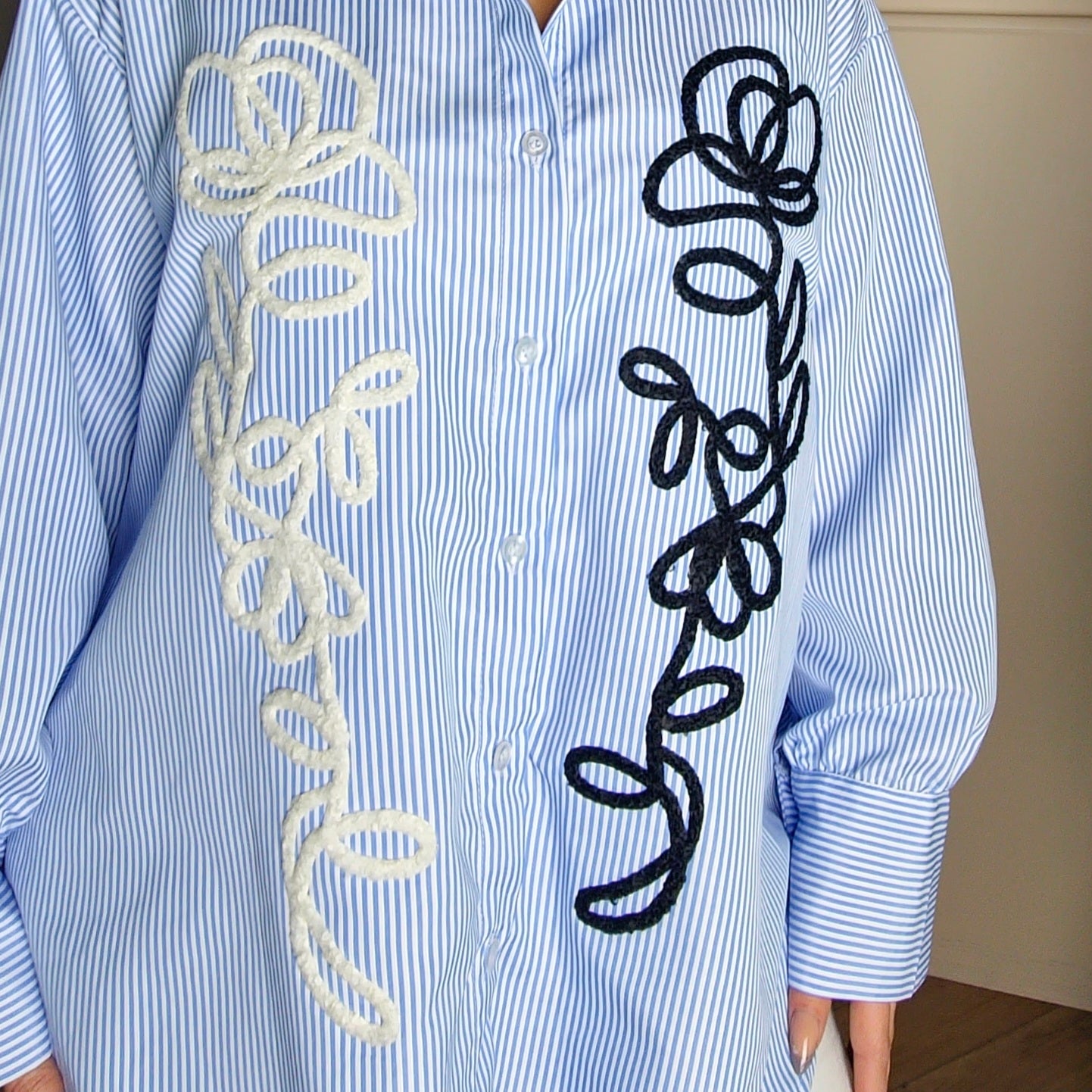 ZELLA - Oversized Abstract Embroided Shirt