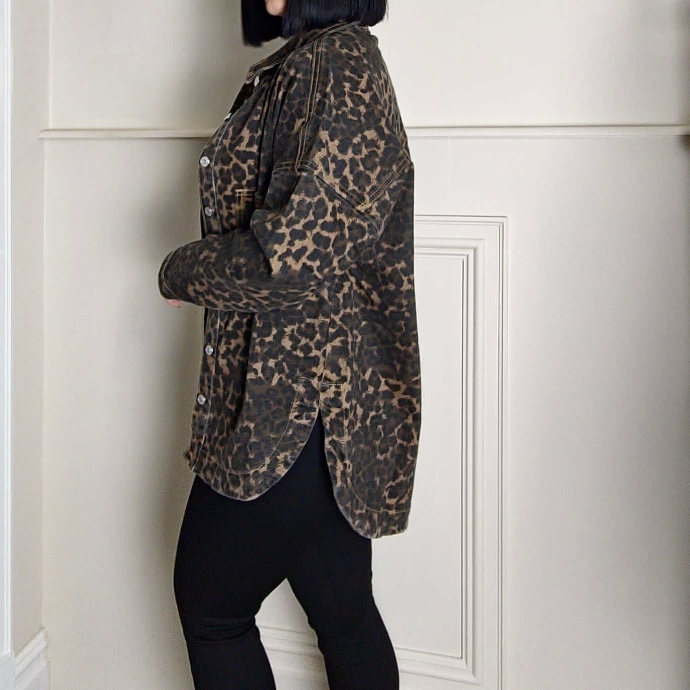 NOLA - Denim Oversized Leopard Shacket