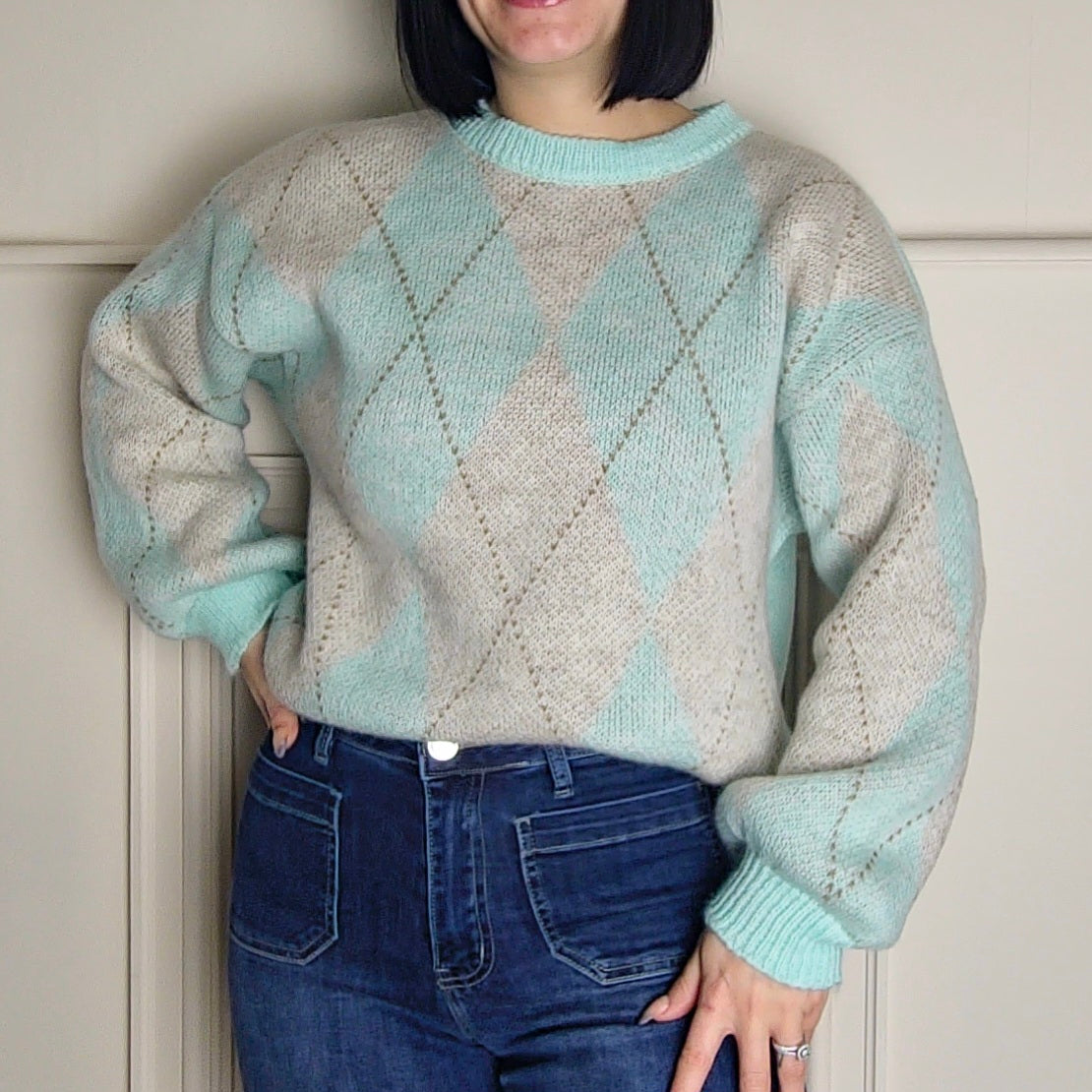 DIXIE - Argyle Diamond Knitted Sweater