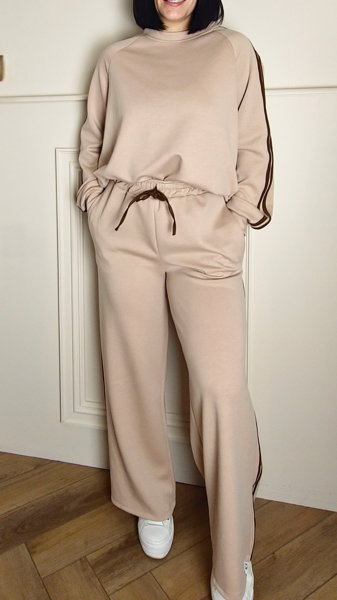 ALBA - 100% Cotton Two Piece Lounge Set Stone