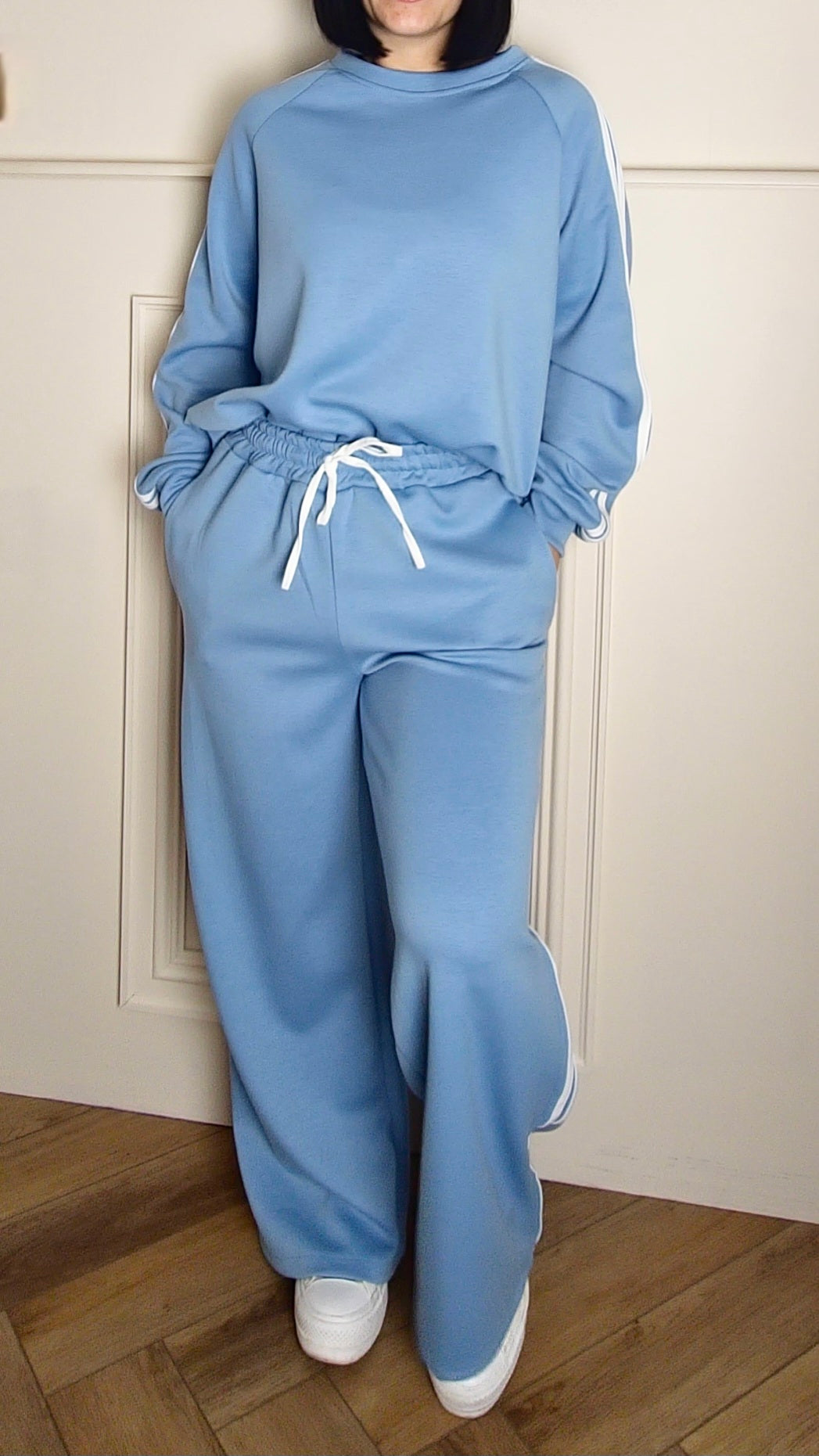 ALBA - 100% Cotton Two Piece Lounge Set Blue