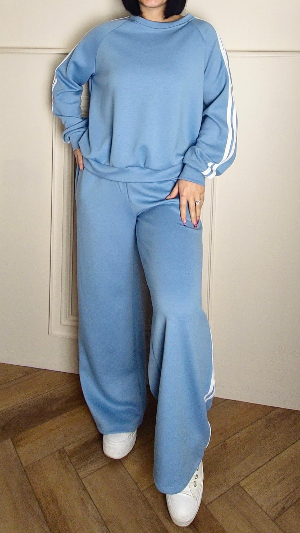 ALBA - 100% Cotton Two Piece Lounge Set Blue